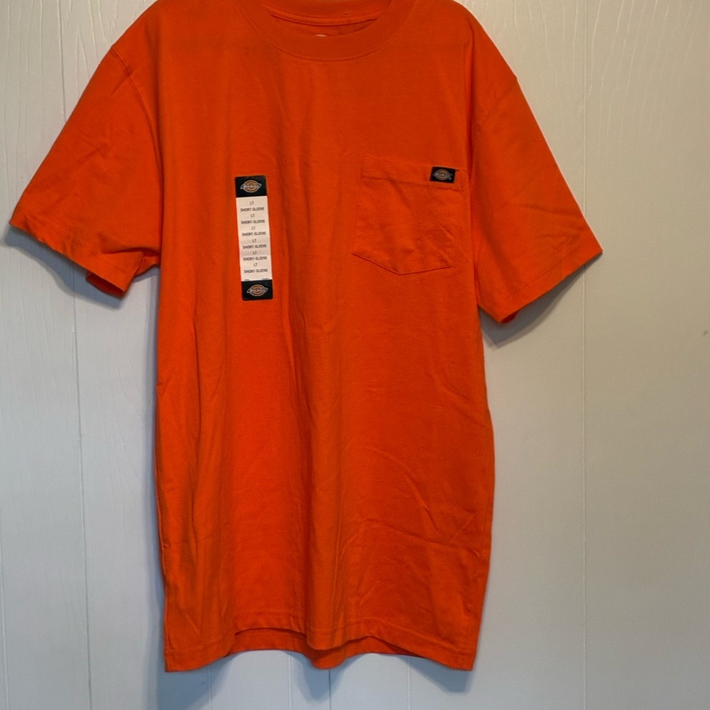 Mens Dickies Orange Heavyweight Crew Pocket Work Tee Size LT Short Sleeves